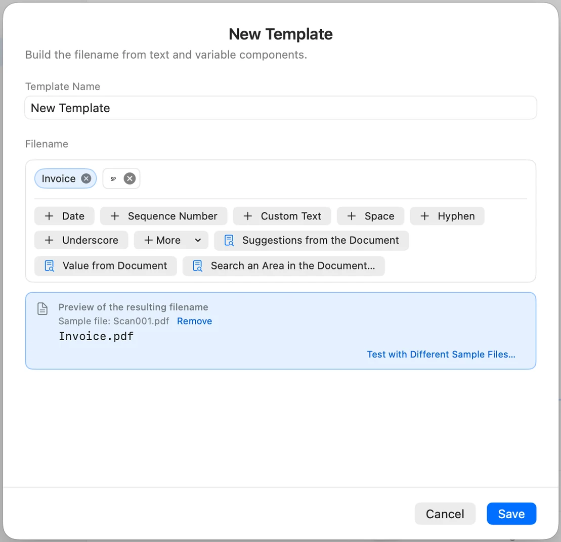 The Invoice and Space components with the preview Invoice.pdf and the Value from Document button