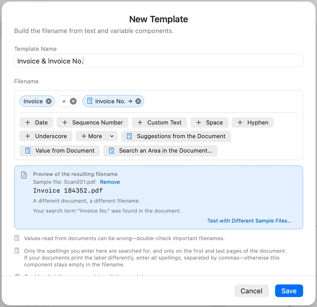 Finished template of Invoice, Space, and Invoice No. with the preview Invoice 184352.pdf